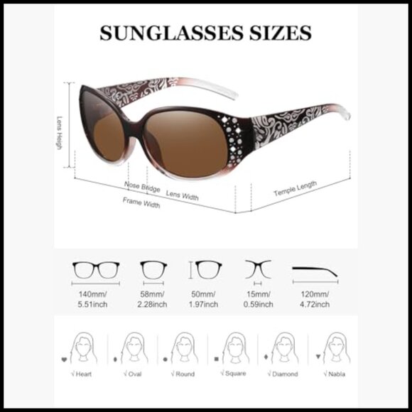 Polarized Wrap Around Sunglasses with Rhinestone Design UV400 Protection main image 4
